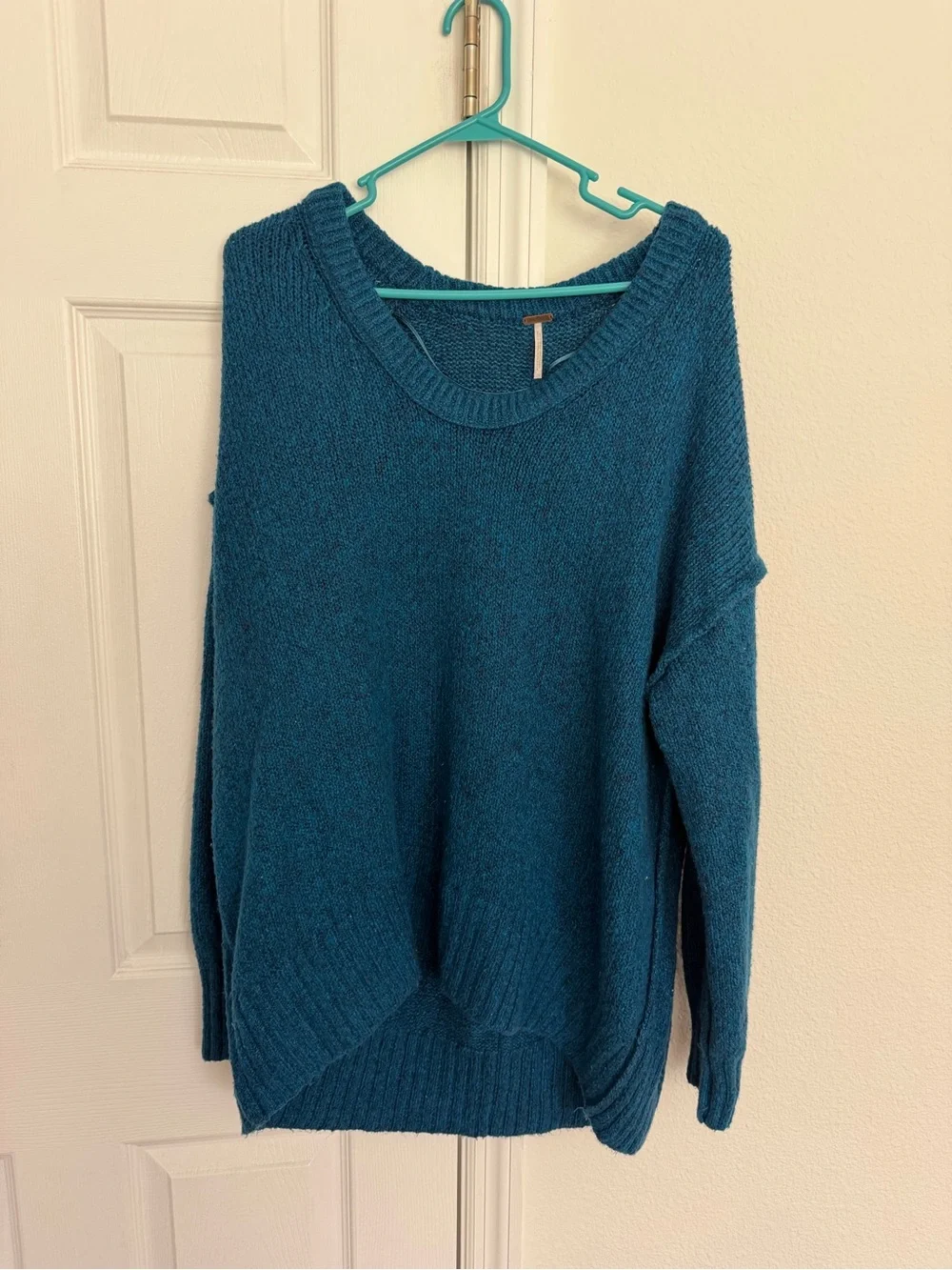 Free People Brookside Tunic Oversized Knit Sweater Halcyon Blue XS
